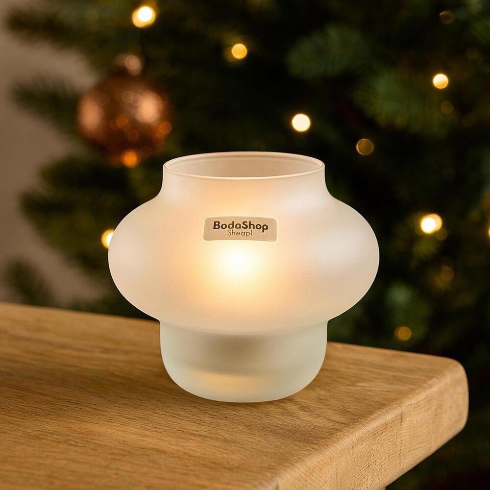 BodaShop Sweden 1980s Cosy Frosted Glass Tealight Holder, 2x3” NIB